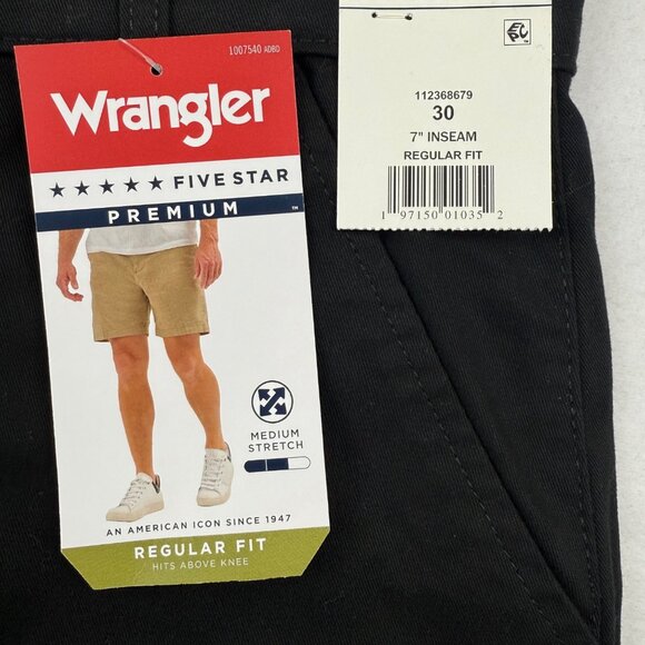 Wrangler Men's Five Star Premium Stretch Regular Fit Black Shorts Size 30x7 NWT - Picture 5 of 11
